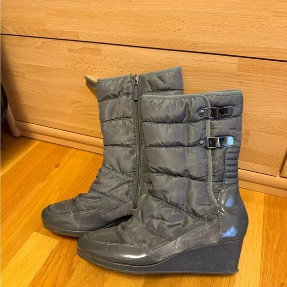 Calvin Klein Gray Quilted Wedge Boots - Picture 3 of 3